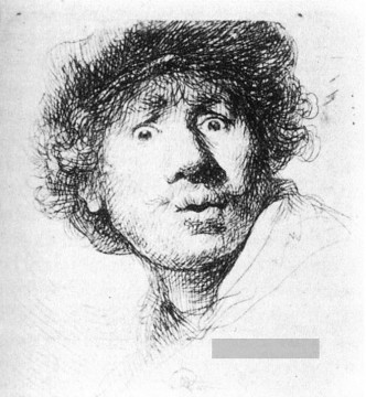 Selbst Porträt Staring Rembrandt Ölgemälde